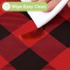 imageSmiry Round Plastic Table Cloth Waterproof Vinyl Tablecloth with Flannel Backing Wipeable Buffalo Plaid Table Cover for Dining Indoor and Outdoor Khaki ampamp White 60quot RoundRed  Black