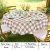imageSmiry Round Plastic Table Cloth Waterproof Vinyl Tablecloth with Flannel Backing Wipeable Buffalo Plaid Table Cover for Dining Indoor and Outdoor Khaki ampamp White 60quot RoundKhaki  White