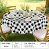 imageSmiry Round Plastic Table Cloth Waterproof Vinyl Tablecloth with Flannel Backing Wipeable Buffalo Plaid Table Cover for Dining Indoor and Outdoor Khaki ampamp White 60quot RoundBlack  White