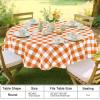 imageSmiry Round Plastic Table Cloth Waterproof Vinyl Tablecloth with Flannel Backing Wipeable Buffalo Plaid Table Cover for Dining Indoor and Outdoor Khaki ampamp White 60quot RoundOrange  White