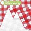 imageSmiry Round Plastic Table Cloth Waterproof Vinyl Tablecloth with Flannel Backing Wipeable Buffalo Plaid Table Cover for Dining Indoor and Outdoor Khaki ampamp White 60quot RoundRed  White