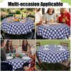 imageSmiry Round Plastic Table Cloth Waterproof Vinyl Tablecloth with Flannel Backing Wipeable Buffalo Plaid Table Cover for Dining Indoor and Outdoor Khaki ampamp White 60quot RoundNavy  White