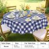 imageSmiry Round Plastic Table Cloth Waterproof Vinyl Tablecloth with Flannel Backing Wipeable Buffalo Plaid Table Cover for Dining Indoor and Outdoor Khaki ampamp White 60quot RoundNavy  White