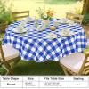 imageSmiry Round Plastic Table Cloth Waterproof Vinyl Tablecloth with Flannel Backing Wipeable Buffalo Plaid Table Cover for Dining Indoor and Outdoor Khaki ampamp White 60quot RoundBlue  White