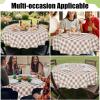 imageSmiry Round Plastic Table Cloth Waterproof Vinyl Tablecloth with Flannel Backing Wipeable Buffalo Plaid Table Cover for Dining Indoor and Outdoor Khaki ampamp White 60quot RoundKhaki  White