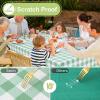 imageSmiry Round Plastic Table Cloth Waterproof Vinyl Tablecloth with Flannel Backing Wipeable Buffalo Plaid Table Cover for Dining Indoor and Outdoor Khaki ampamp White 60quot RoundSage Green  White