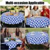 imageSmiry Round Plastic Table Cloth Waterproof Vinyl Tablecloth with Flannel Backing Wipeable Buffalo Plaid Table Cover for Dining Indoor and Outdoor Khaki ampamp White 60quot RoundBlue  White