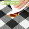 imageSmiry Round Plastic Table Cloth Waterproof Vinyl Tablecloth with Flannel Backing Wipeable Buffalo Plaid Table Cover for Dining Indoor and Outdoor Khaki ampamp White 60quot RoundBlack  White