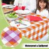 imageSmiry Round Plastic Table Cloth Waterproof Vinyl Tablecloth with Flannel Backing Wipeable Buffalo Plaid Table Cover for Dining Indoor and Outdoor Khaki ampamp White 60quot RoundOrange  White