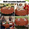 imageSmiry Round Plastic Table Cloth Waterproof Vinyl Tablecloth with Flannel Backing Wipeable Buffalo Plaid Table Cover for Dining Indoor and Outdoor Khaki ampamp White 60quot RoundOrange  Black
