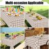 imageSmiry Round Plastic Table Cloth Waterproof Vinyl Tablecloth with Flannel Backing Wipeable Buffalo Plaid Table Cover for Dining Indoor and Outdoor Khaki ampamp White 60quot RoundKhaki  White