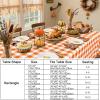 imageSmiry Round Plastic Table Cloth Waterproof Vinyl Tablecloth with Flannel Backing Wipeable Buffalo Plaid Table Cover for Dining Indoor and Outdoor Khaki ampamp White 60quot RoundOrange  White