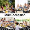 imageSmiry Square Table Cloth Waterproof Vinyl Tablecloths with Flannel Backing for Square Tables Wipeable Spillproof Plastic Tablecloth for Dining Camping Indoor and Outdoor 54quot x 54quot BlackBlack