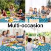 imageSmiry Square Table Cloth Waterproof Vinyl Tablecloths with Flannel Backing for Square Tables Wipeable Spillproof Plastic Tablecloth for Dining Camping Indoor and Outdoor 54quot x 54quot BlackTeal
