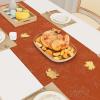 imageSmiry Thanksgiving Table Runner 13x72 Inch Waterproof Fabric Damask Table Runner for Harvest Parties and Holidays TerracottaMaple Leaves