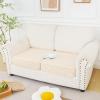 imageSmiry Waterproof Couch Cushion Covers Stretch Sofa Covers for 2 Cushion Couch Washable Sofa Slipcover Elastic Furniture Protector for Pets Kids 2 Pack Beige