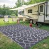 imageSmiry Waterproof Outdoor Rug 5x8 ft Reversible Plastic Straw Patio Camping Rugs Outdoor Indoor RV Mat Carpet for Patio Outside Entry Backyard Deck Bench Picnic Camper Black ampamp WhiteGrey