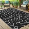 imageSmiry Waterproof Outdoor Rug 5x8 ft Reversible Plastic Straw Patio Camping Rugs Outdoor Indoor RV Mat Carpet for Patio Outside Entry Backyard Deck Bench Picnic Camper Black ampamp WhiteBlack