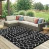 imageSmiry Waterproof Outdoor Rug 5x8 ft Reversible Plastic Straw Patio Camping Rugs Outdoor Indoor RV Mat Carpet for Patio Outside Entry Backyard Deck Bench Picnic Camper Black ampamp WhiteBlack