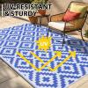imageSmiry Waterproof Outdoor Rug 5x8 ft Reversible Plastic Straw Patio Camping Rugs Outdoor Indoor RV Mat Carpet for Patio Outside Entry Backyard Deck Bench Picnic Camper Black ampamp WhiteWhite and Blue