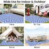 imageSmiry Waterproof Outdoor Rug 5x8 ft Reversible Plastic Straw Patio Camping Rugs Outdoor Indoor RV Mat Carpet for Patio Outside Entry Backyard Deck Bench Picnic Camper Black ampamp WhiteWhite and Blue