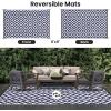 imageSmiry Waterproof Outdoor Rug 5x8 ft Reversible Plastic Straw Patio Camping Rugs Outdoor Indoor RV Mat Carpet for Patio Outside Entry Backyard Deck Bench Picnic Camper Black ampamp WhiteWhite and Navy