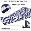 imageSmiry Waterproof Outdoor Rug 5x8 ft Reversible Plastic Straw Patio Camping Rugs Outdoor Indoor RV Mat Carpet for Patio Outside Entry Backyard Deck Bench Picnic Camper Black ampamp WhiteWhite and Navy