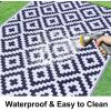 imageSmiry Waterproof Outdoor Rug 5x8 ft Reversible Plastic Straw Patio Camping Rugs Outdoor Indoor RV Mat Carpet for Patio Outside Entry Backyard Deck Bench Picnic Camper Black ampamp WhiteWhite and Navy