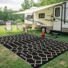 imageSmiry Waterproof Outdoor Rug 5x8 ft Reversible Plastic Straw Patio Camping Rugs Outdoor Indoor RV Mat Carpet for Patio Outside Entry Backyard Deck Bench Picnic Camper Black ampamp WhiteBeige