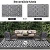 imageSmiry Waterproof Outdoor Rug 5x8 ft Reversible Plastic Straw Patio Camping Rugs Outdoor Indoor RV Mat Carpet for Patio Outside Entry Backyard Deck Bench Picnic Camper Black ampamp WhiteBlack and White