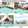 imageSmiry Waterproof Outdoor Rug 5x8 ft Reversible Plastic Straw Patio Camping Rugs Outdoor Indoor RV Mat Carpet for Patio Outside Entry Backyard Deck Bench Picnic Camper Black ampamp WhiteWhite and Teal