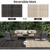 imageSmiry Waterproof Outdoor Rug 5x8 ft Reversible Plastic Straw Patio Camping Rugs Outdoor Indoor RV Mat Carpet for Patio Outside Entry Backyard Deck Bench Picnic Camper Black ampamp WhiteBeige