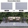 imageSmiry Waterproof Outdoor Rug 5x8 ft Reversible Plastic Straw Patio Camping Rugs Outdoor Indoor RV Mat Carpet for Patio Outside Entry Backyard Deck Bench Picnic Camper Black ampamp WhiteWhite and Grey