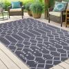 imageSmiry Waterproof Outdoor Rug 5x8 ft Reversible Plastic Straw Patio Camping Rugs Outdoor Indoor RV Mat Carpet for Patio Outside Entry Backyard Deck Bench Picnic Camper Black ampamp WhiteGrey