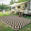 imageSmiry Waterproof Outdoor Rug 5x8 ft Reversible Plastic Straw Patio Camping Rugs Outdoor Indoor RV Mat Carpet for Patio Outside Entry Backyard Deck Bench Picnic Camper Black ampamp WhiteBlack and Beige