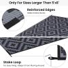imageSmiry Waterproof Outdoor Rug 5x8 ft Reversible Plastic Straw Patio Camping Rugs Outdoor Indoor RV Mat Carpet for Patio Outside Entry Backyard Deck Bench Picnic Camper Black ampamp WhiteBlack and Grey