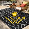 imageSmiry Waterproof Outdoor Rug 5x8 ft Reversible Plastic Straw Patio Camping Rugs Outdoor Indoor RV Mat Carpet for Patio Outside Entry Backyard Deck Bench Picnic Camper Black ampamp WhiteBlack