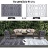 imageSmiry Waterproof Outdoor Rug 5x8 ft Reversible Plastic Straw Patio Camping Rugs Outdoor Indoor RV Mat Carpet for Patio Outside Entry Backyard Deck Bench Picnic Camper Black ampamp WhiteGrey