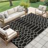 imageSmiry Waterproof Outdoor Rug 5x8 ft Reversible Plastic Straw Patio Camping Rugs Outdoor Indoor RV Mat Carpet for Patio Outside Entry Backyard Deck Bench Picnic Camper Black ampamp WhiteBeige