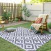 imageSmiry Waterproof Outdoor Rug 5x8 ft Reversible Plastic Straw Patio Camping Rugs Outdoor Indoor RV Mat Carpet for Patio Outside Entry Backyard Deck Bench Picnic Camper Black ampamp WhiteWhite and Grey