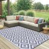 imageSmiry Waterproof Outdoor Rug 5x8 ft Reversible Plastic Straw Patio Camping Rugs Outdoor Indoor RV Mat Carpet for Patio Outside Entry Backyard Deck Bench Picnic Camper Black ampamp WhiteWhite and Grey
