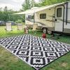 imageSmiry Waterproof Outdoor Rug 5x8 ft Reversible Plastic Straw Patio Camping Rugs Outdoor Indoor RV Mat Carpet for Patio Outside Entry Backyard Deck Bench Picnic Camper Black ampamp WhiteBlack and White