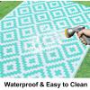 imageSmiry Waterproof Outdoor Rug 5x8 ft Reversible Plastic Straw Patio Camping Rugs Outdoor Indoor RV Mat Carpet for Patio Outside Entry Backyard Deck Bench Picnic Camper Black ampamp WhiteWhite and Teal
