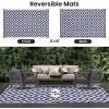 imageSmiry Waterproof Outdoor Rug 5x8 ft Reversible Plastic Straw Patio Camping Rugs Outdoor Indoor RV Mat Carpet for Patio Outside Entry Backyard Deck Bench Picnic Camper Black ampamp WhiteWhite and Navy