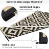 imageSmiry Waterproof Outdoor Rug 5x8 ft Reversible Plastic Straw Patio Camping Rugs Outdoor Indoor RV Mat Carpet for Patio Outside Entry Backyard Deck Bench Picnic Camper Black ampamp WhiteBlack and Beige