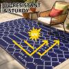 imageSmiry Waterproof Outdoor Rug 5x8 ft Reversible Plastic Straw Patio Camping Rugs Outdoor Indoor RV Mat Carpet for Patio Outside Entry Backyard Deck Bench Picnic Camper Black ampamp WhiteNavy