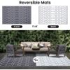 imageSmiry Waterproof Outdoor Rug 5x8 ft Reversible Plastic Straw Patio Camping Rugs Outdoor Indoor RV Mat Carpet for Patio Outside Entry Backyard Deck Bench Picnic Camper Black ampamp WhiteGrey
