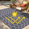imageSmiry Waterproof Outdoor Rug 5x8 ft Reversible Plastic Straw Patio Camping Rugs Outdoor Indoor RV Mat Carpet for Patio Outside Entry Backyard Deck Bench Picnic Camper Black ampamp WhiteGrey