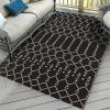 imageSmiry Waterproof Outdoor Rug 5x8 ft Reversible Plastic Straw Patio Camping Rugs Outdoor Indoor RV Mat Carpet for Patio Outside Entry Backyard Deck Bench Picnic Camper Black ampamp WhiteChampagne