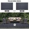 imageSmiry Waterproof Outdoor Rug 5x8 ft Reversible Plastic Straw Patio Camping Rugs Outdoor Indoor RV Mat Carpet for Patio Outside Entry Backyard Deck Bench Picnic Camper Black ampamp WhiteBlack and Grey